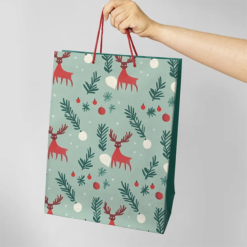 Bolsa de papel de logotipo de Natal
