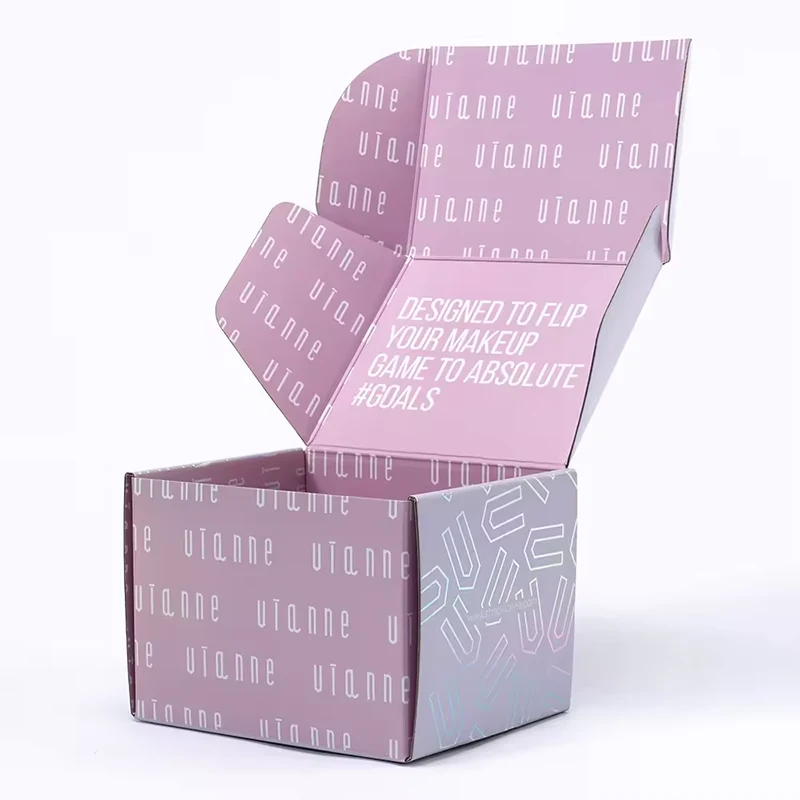 Caixa postal dobrável holográfica rosa