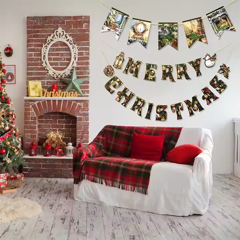 Bandeira pendurada em bandeira de Natal banner